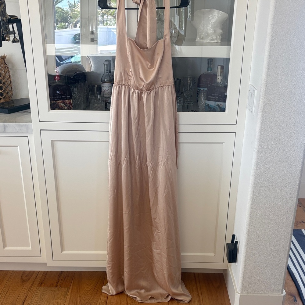 Show Me Your MuMu Satin Maxi Dress in Champagne